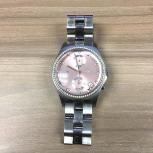 Marc Jacobs Silver Watch with Pink Face